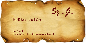 Szőke Jolán névjegykártya